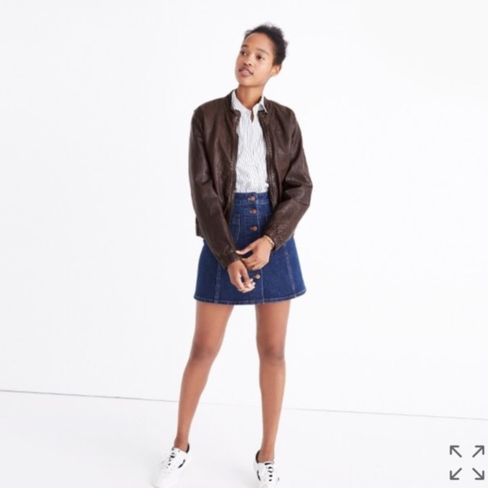 Madewell aviator bomber leather jacket chocolate brown xs NWOT
